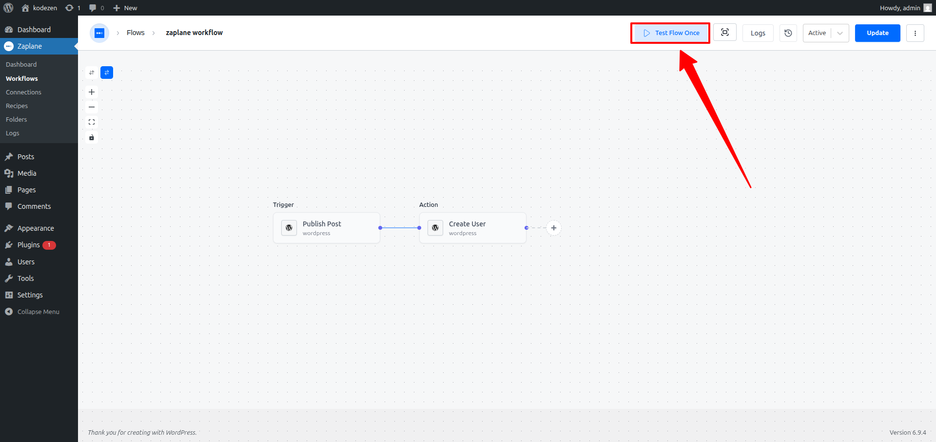 Click the Test Flow button Click the Test Flow button