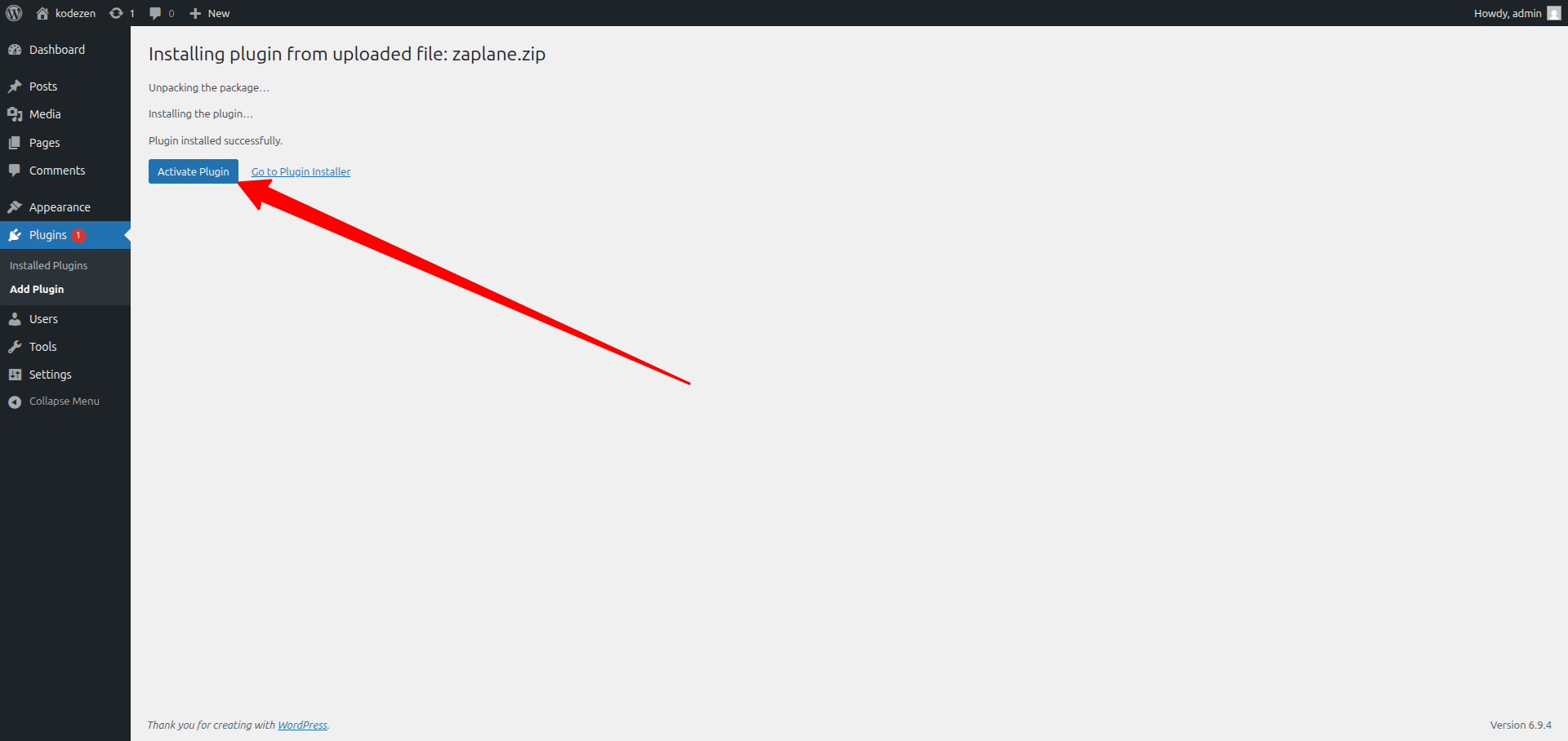 click the Activate Plugin button click the Activate Plugin button