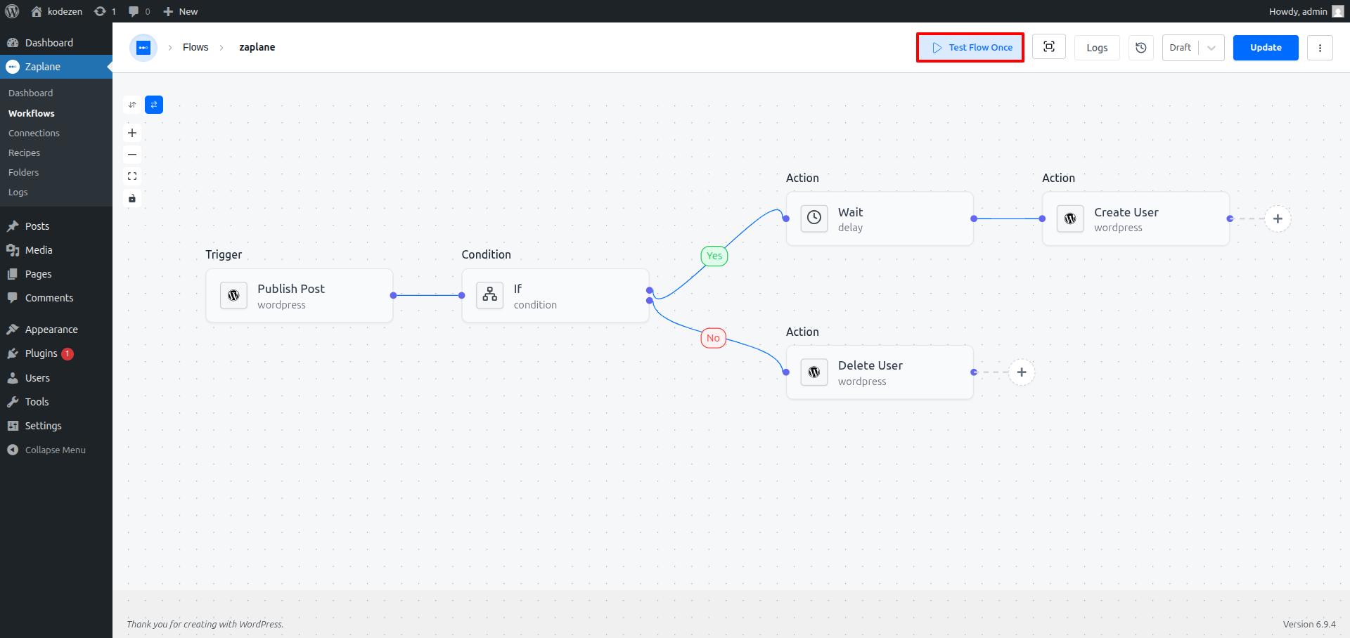 Click the Test Flow button Click the Test Flow button