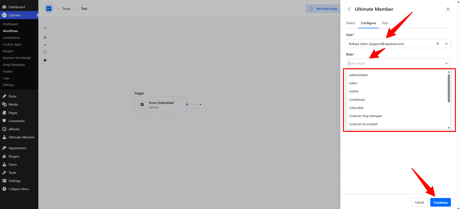 Click Continue when done. Click Continue when done.