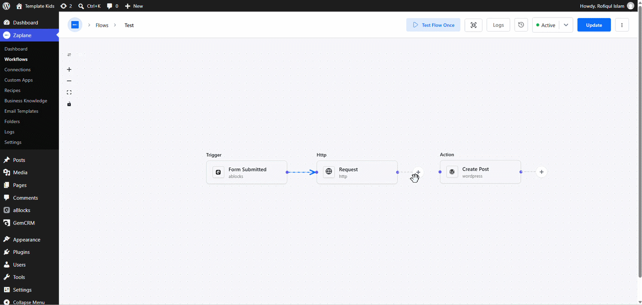 Zaplane workflow now sends Zaplane workflow now sends