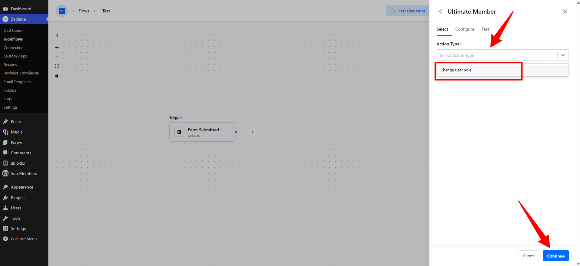 User Role, then click Continue. User Role, then click Continue.
