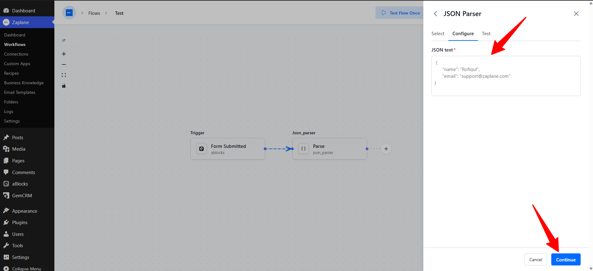  Configure the Action