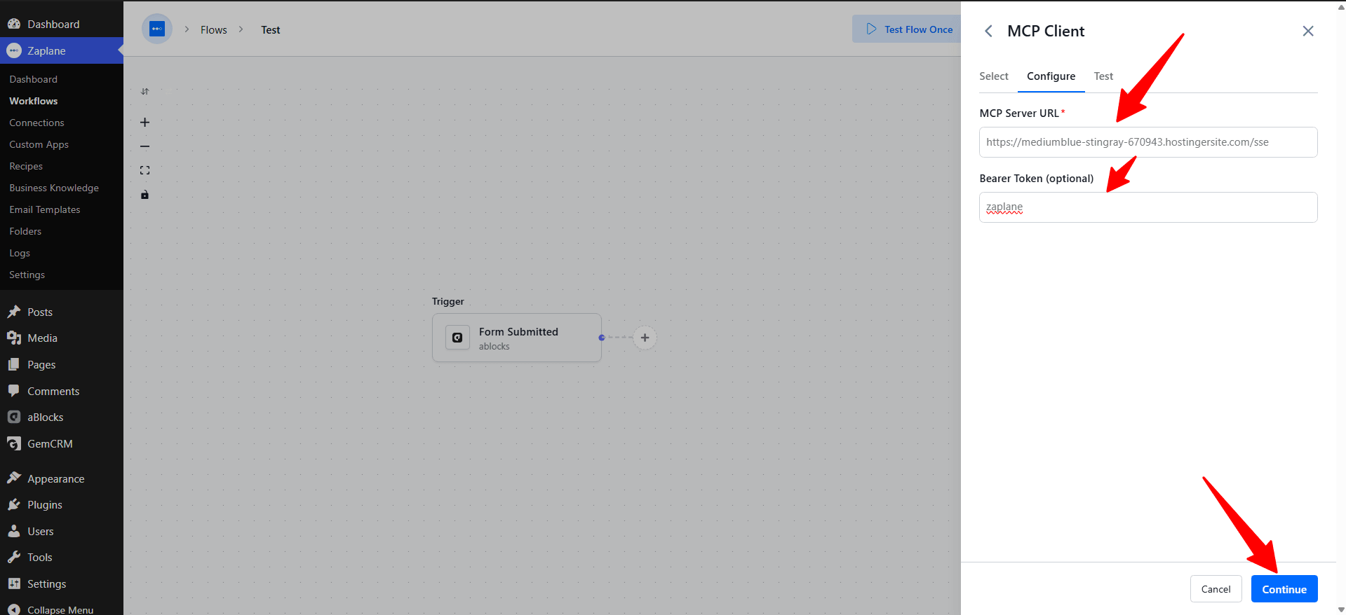 Configure the Action Configure the Action
