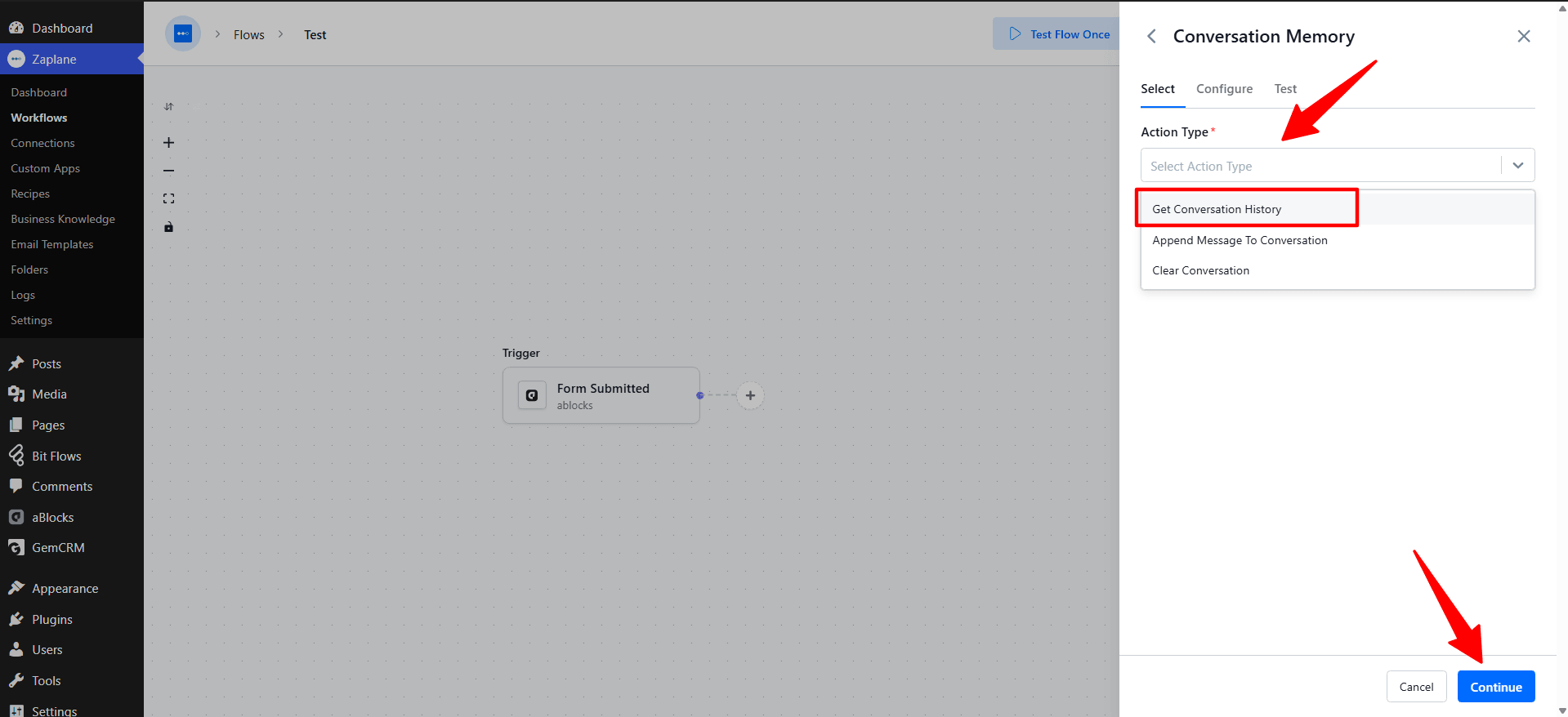 Choose the Action Type Choose the Action Type