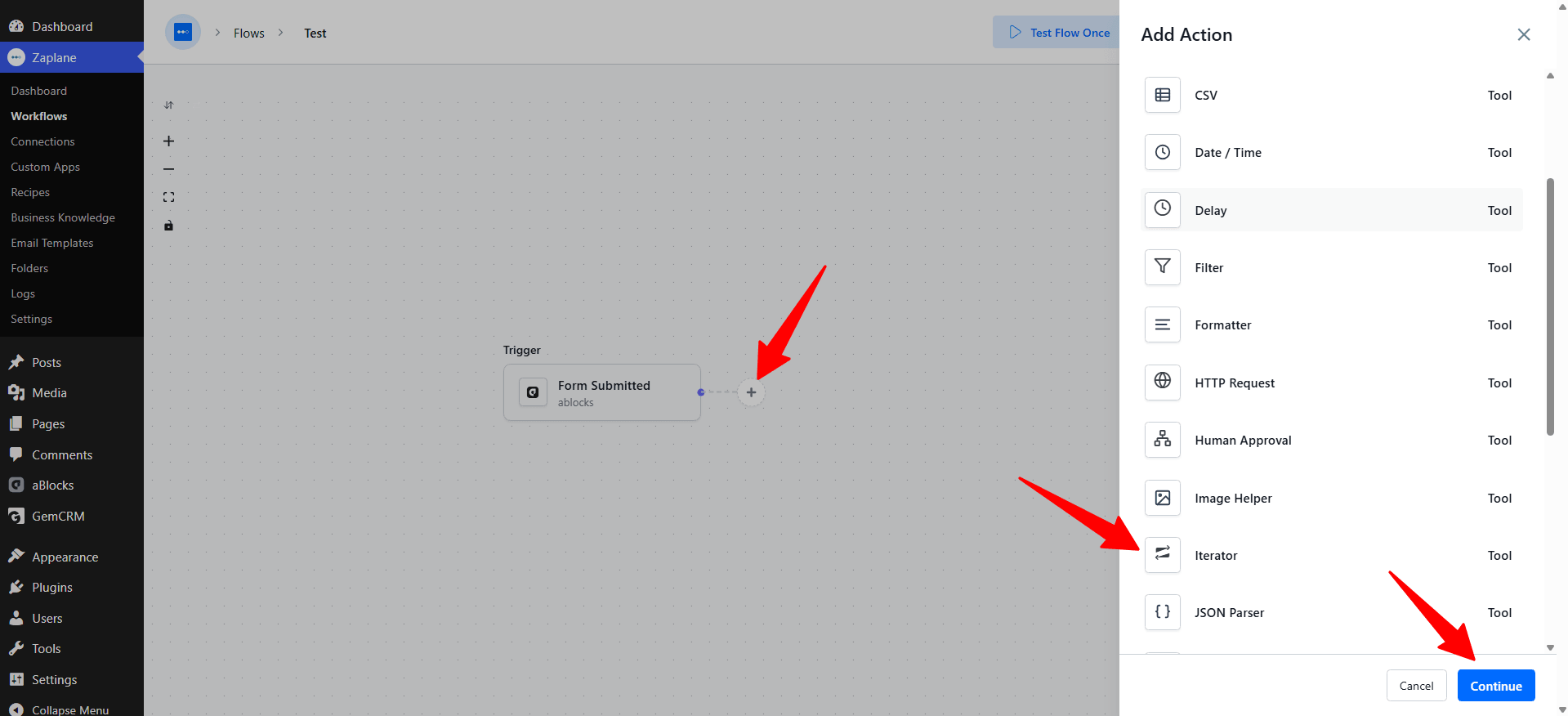 Add the Iterator tool Add the Iterator tool