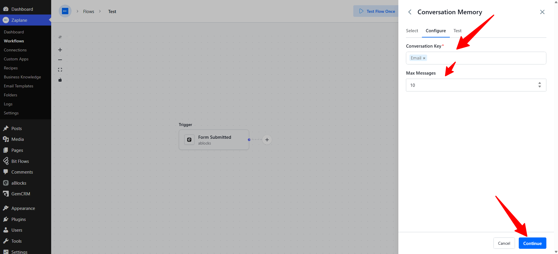 Configure the Action Configure the Action