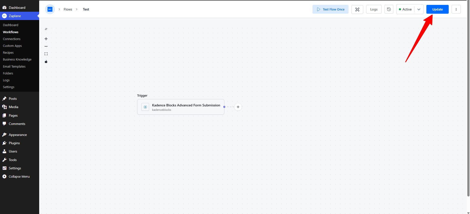 Active and click Update to publish it. Active and click Update to publish it.