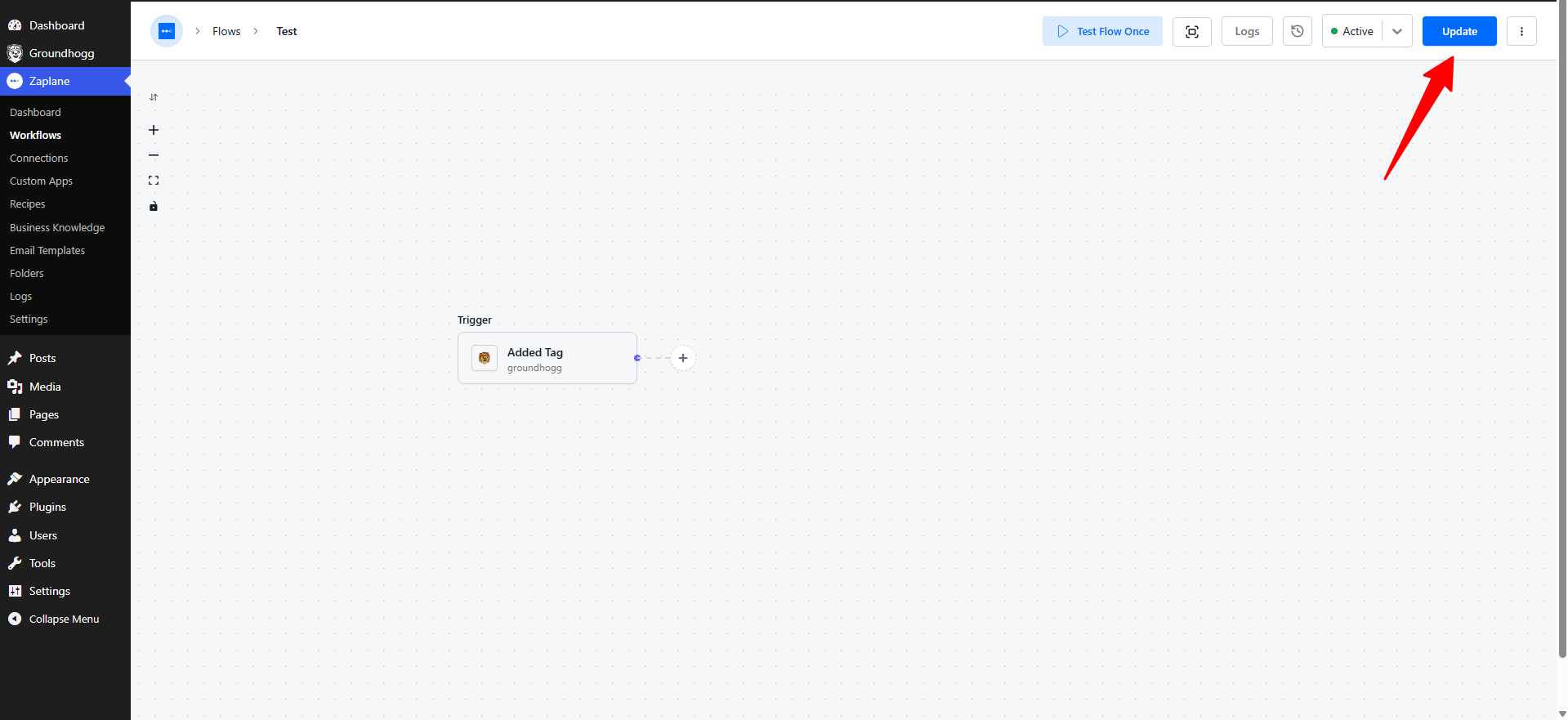 Active and click Update to publish it