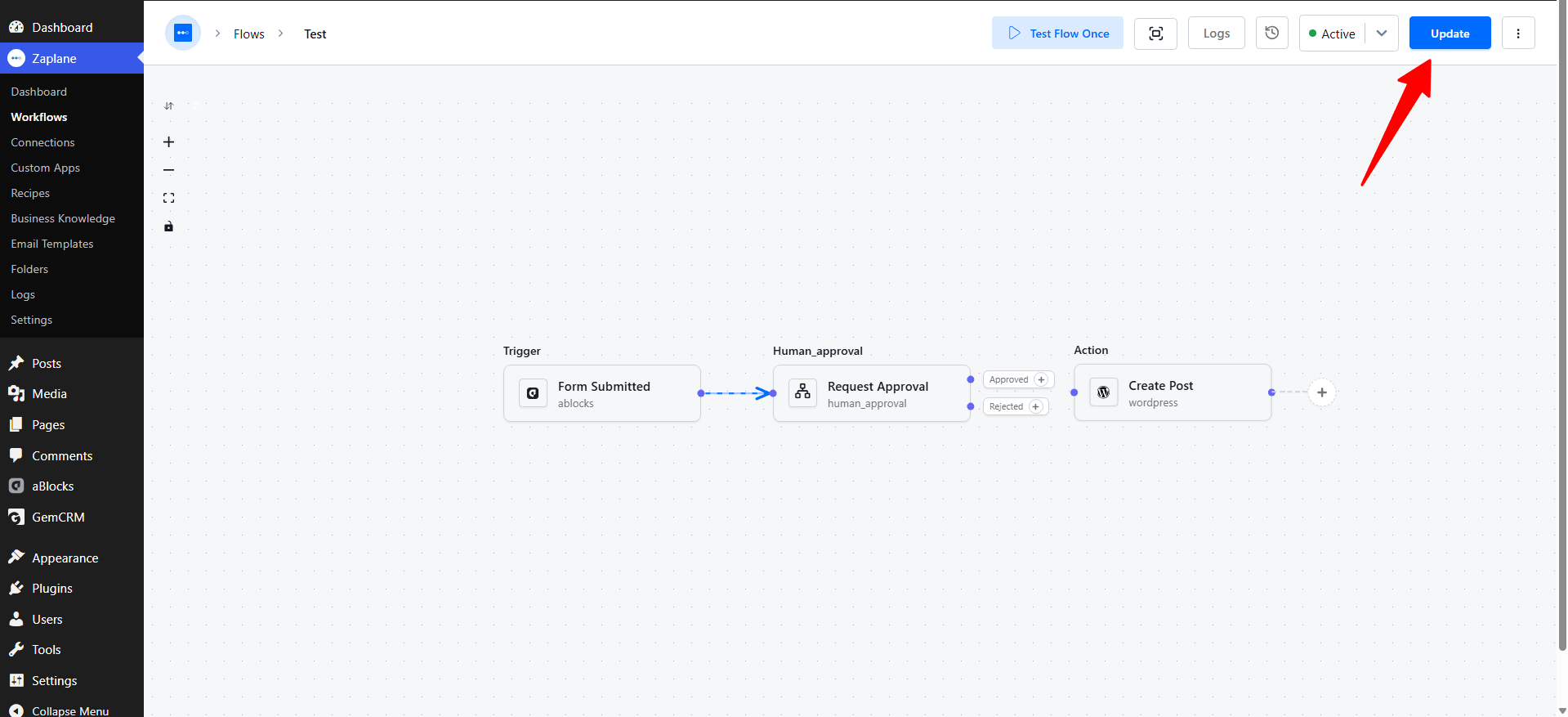 Update and activate the workflow Update and activate the workflow