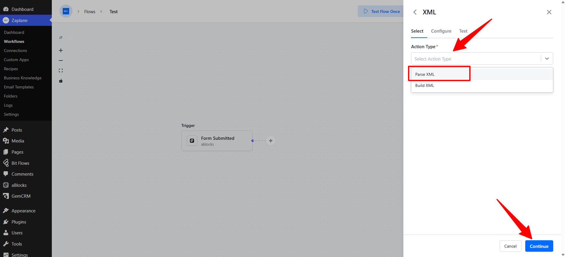 choose Parse XML choose Parse XML
