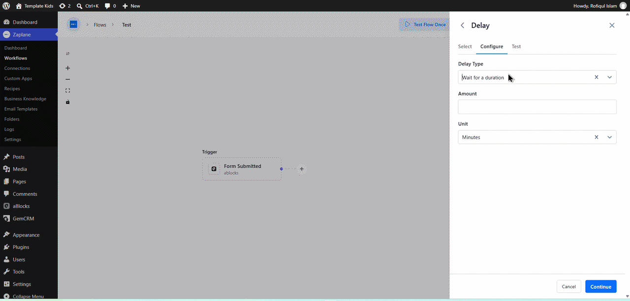 Configure the Action