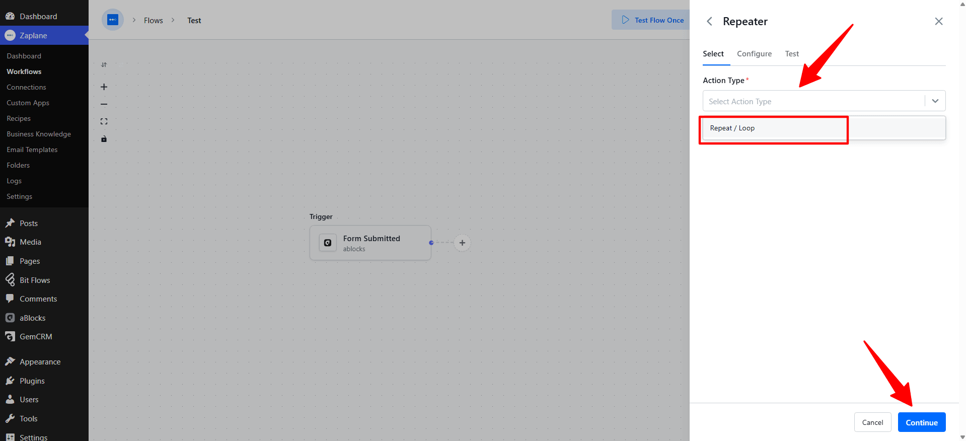 Choose the Action Type Choose the Action Type