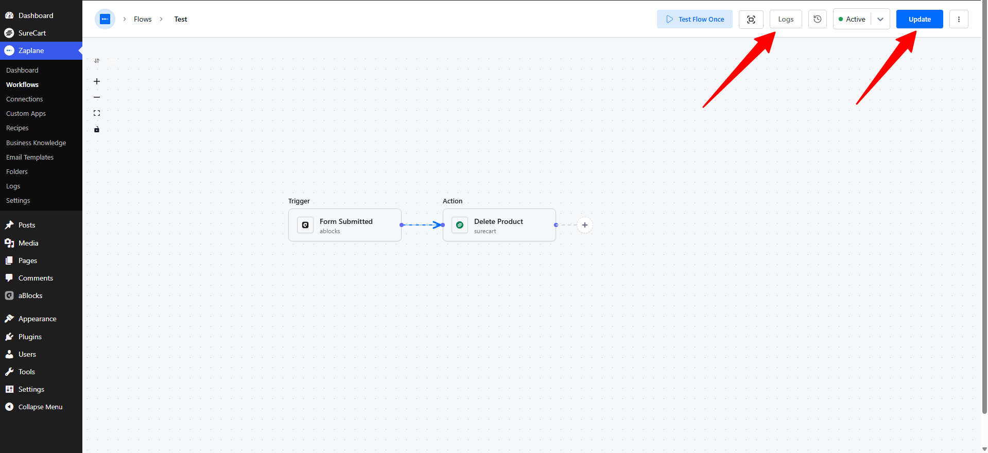 You can view execution results anytime from the Logs. You can view execution results anytime from the Logs.