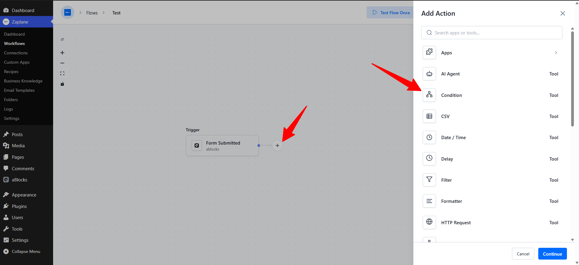 Add the Condition Tool Add the Condition Tool