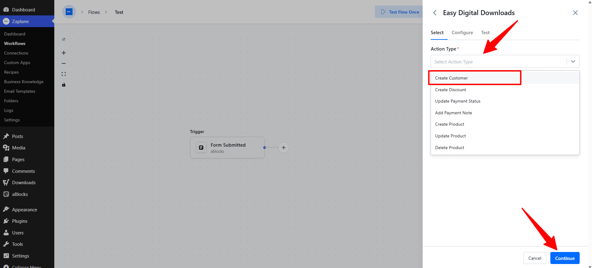 Choose the Action Type Choose the Action Type