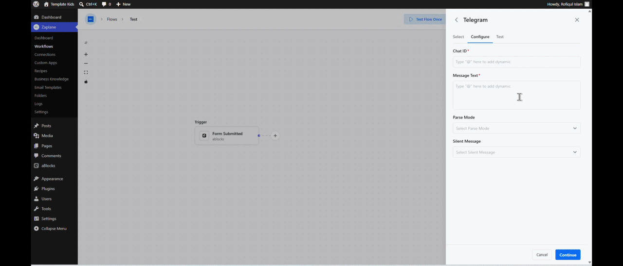 Configure the Action Configure the Action