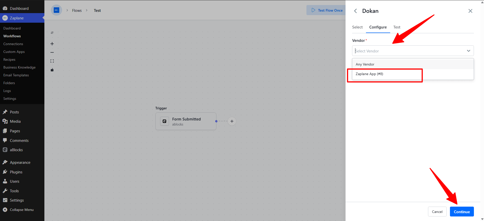 Configure the Action Configure the Action