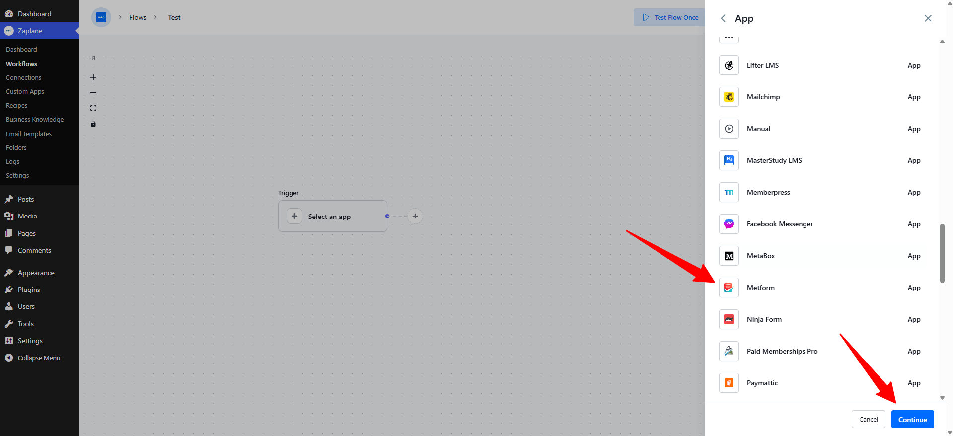 Metform, then click Continue. Metform, then click Continue.