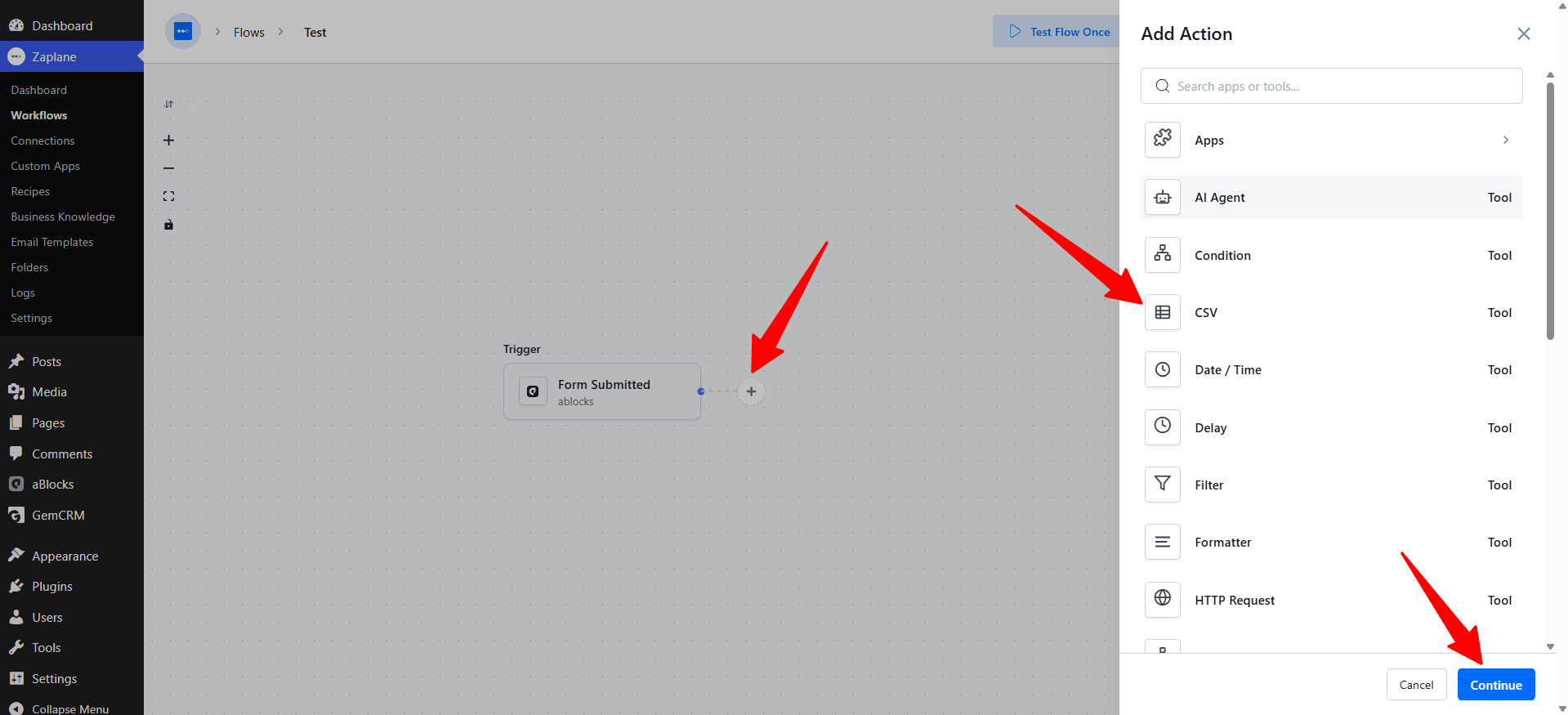 Add the CSV Tool Add the CSV Tool