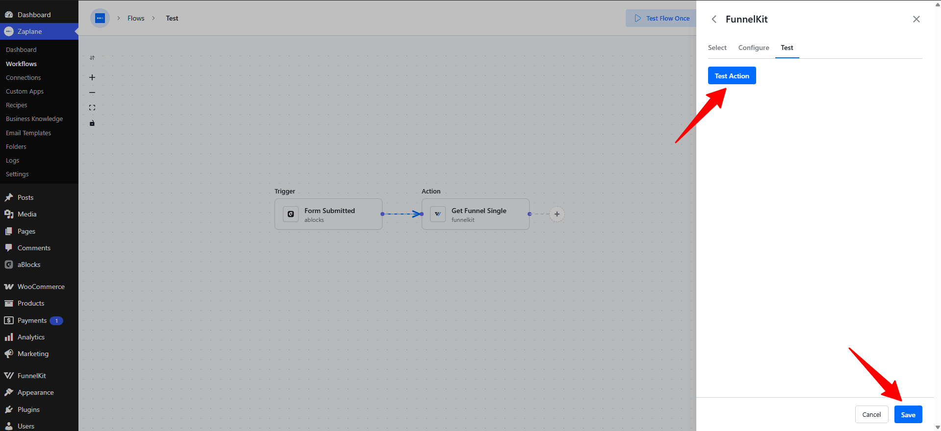 Test the FunnelKit action in Zaplane workflow Test the FunnelKit action in Zaplane workflow