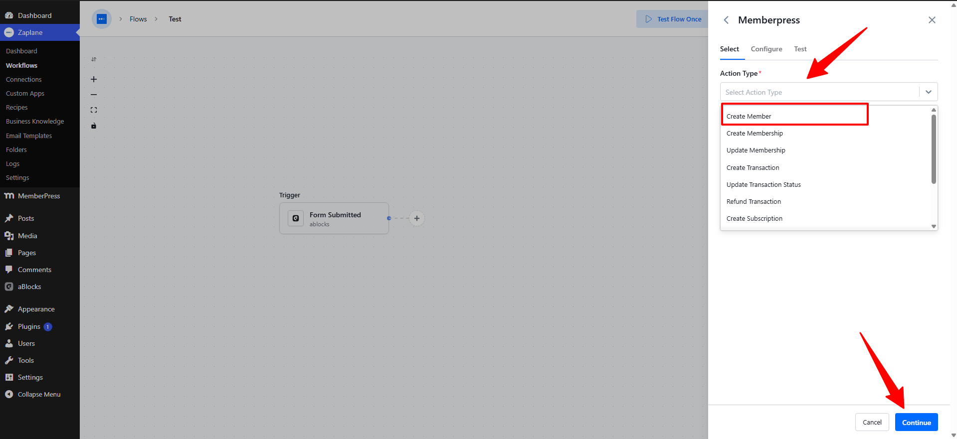 select Create Member select Create Member