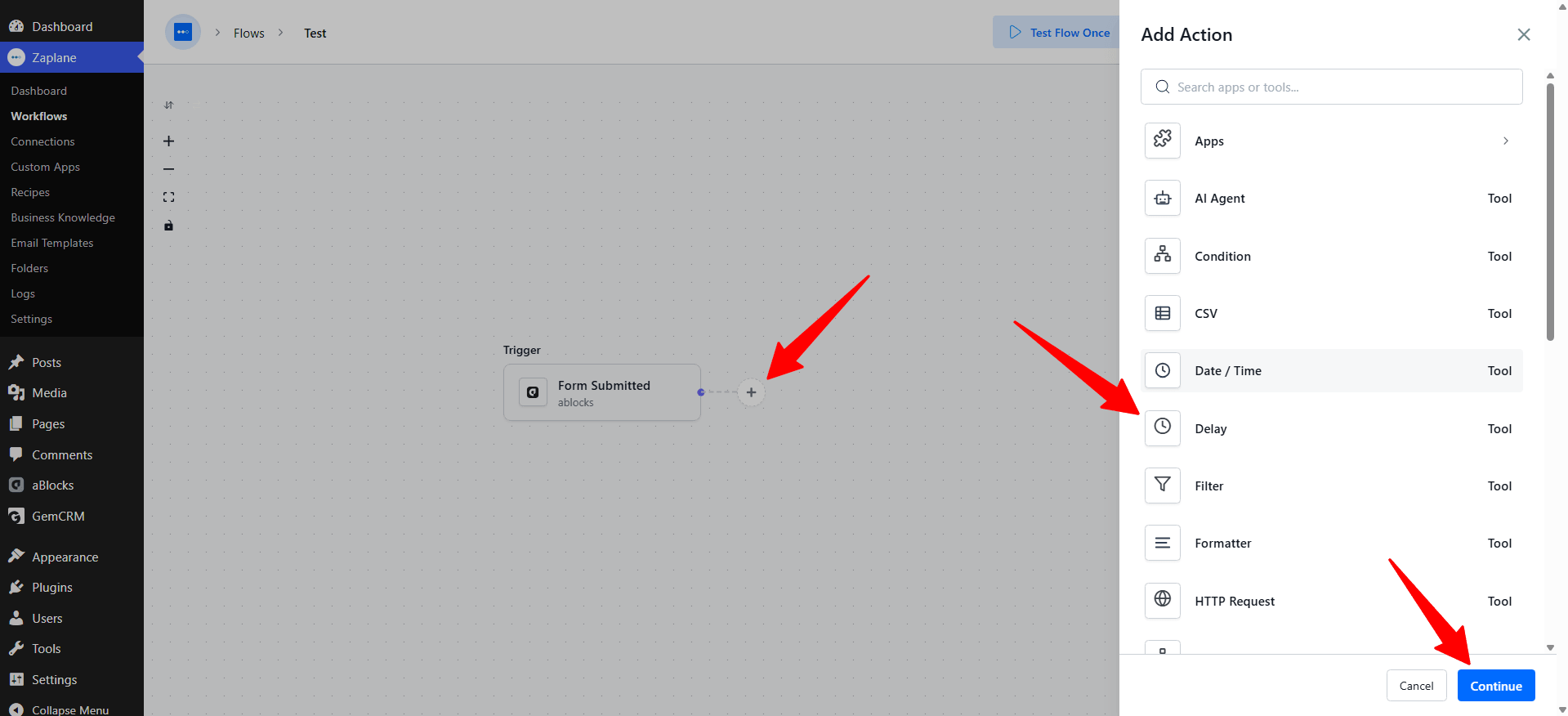 Add the Delay Tool