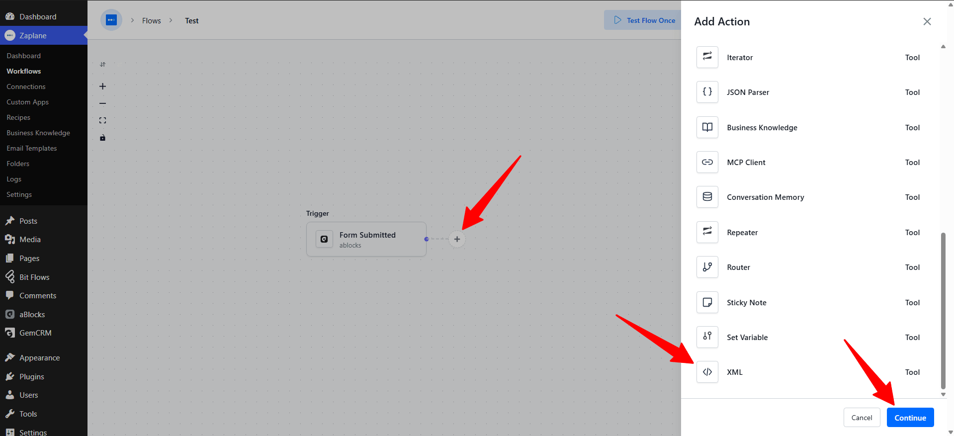 Add the XML Tool Add the XML Tool