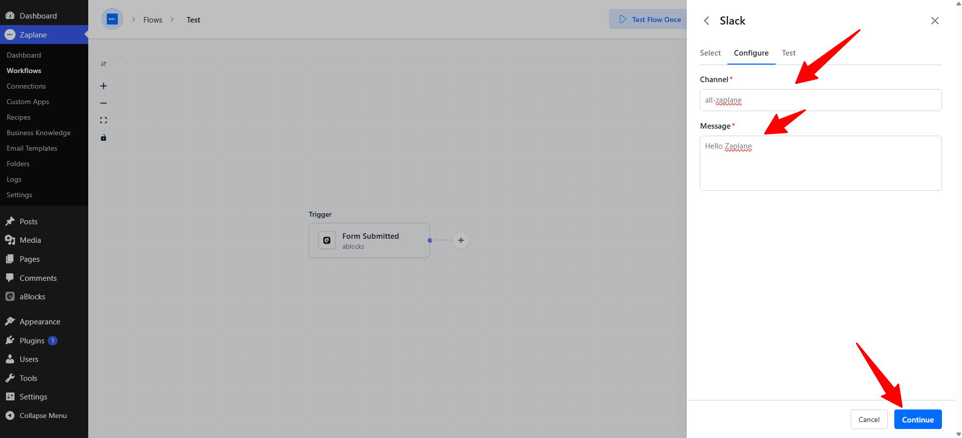 Configure the Action Configure the Action