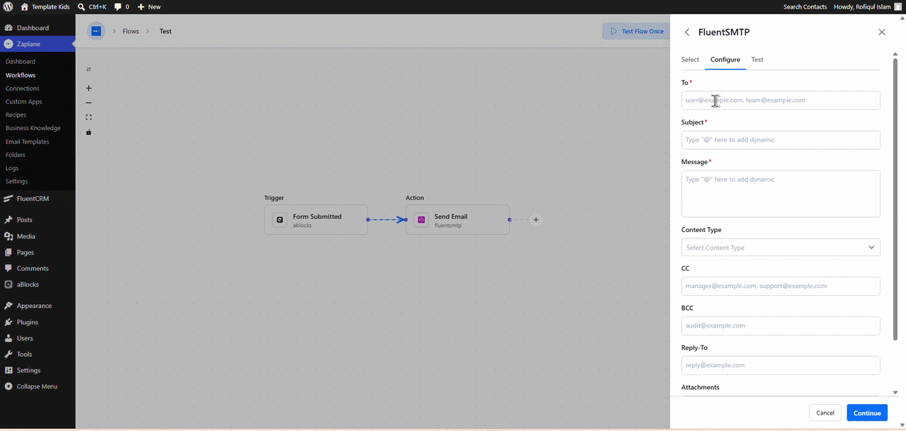 Configure the Action Configure the Action