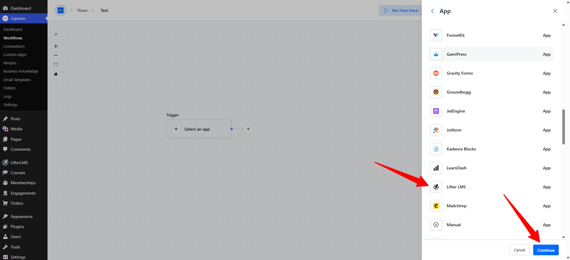 Lifter LMS, then click Continue. Lifter LMS, then click Continue.Â