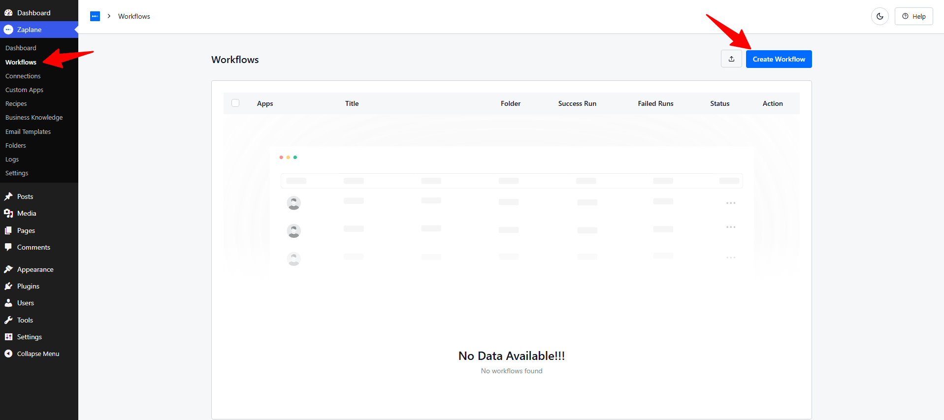 Click Create Workflow Click Create Workflow