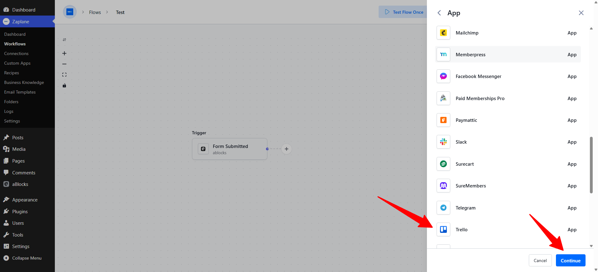 select Trello. select Trello.