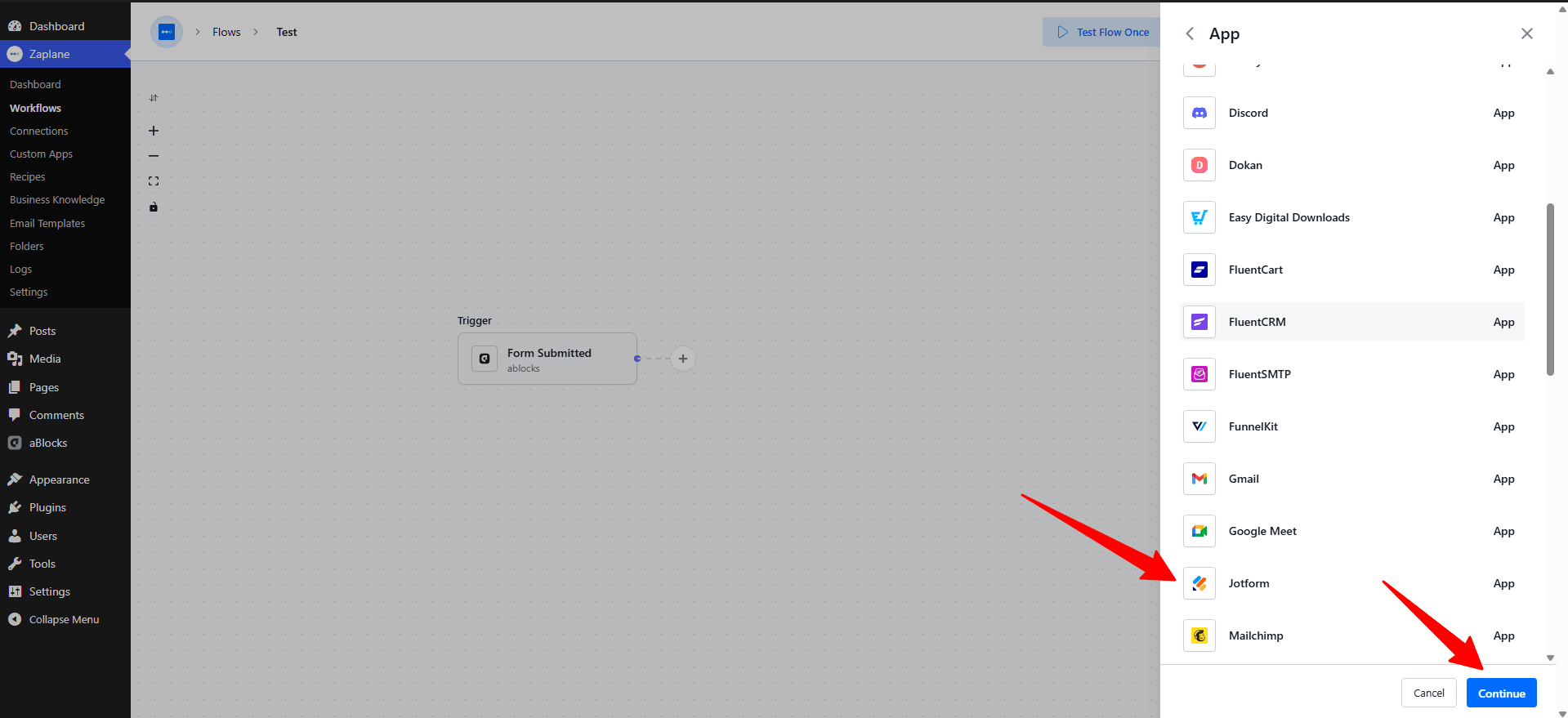 select Jotform from the list. select Jotform from the list.