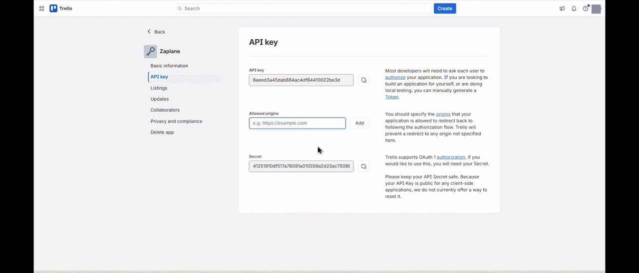 API Key and Token API Key and Token