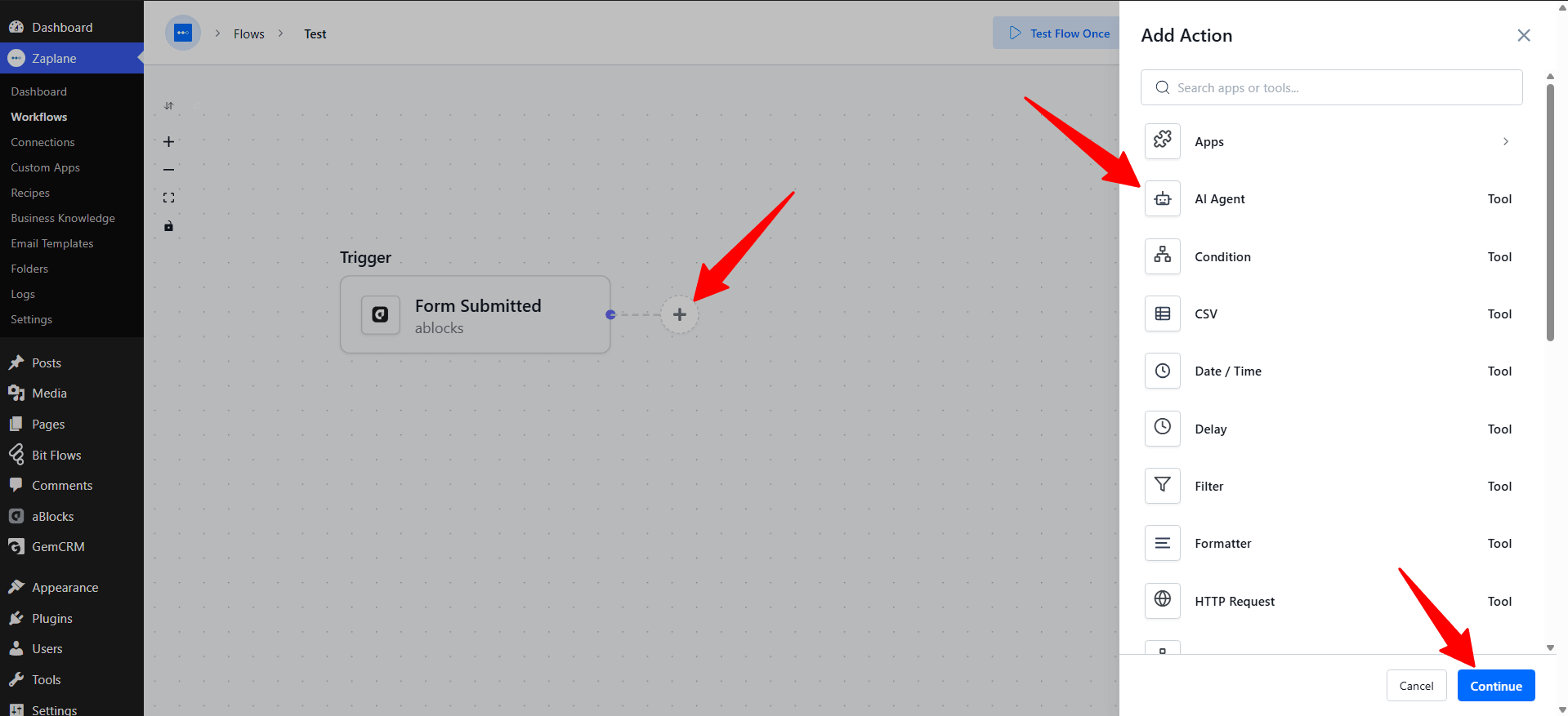 Add the AI Agent Tool Add the AI Agent Tool