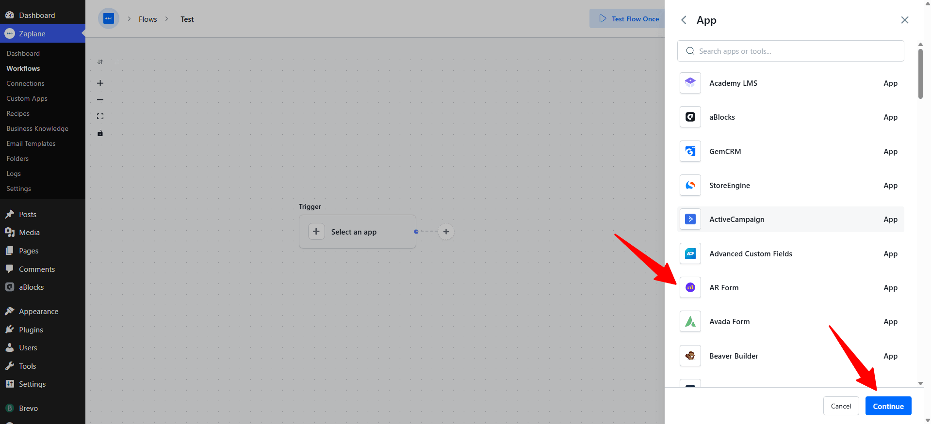 Select the AR Form App Select the AR Form App